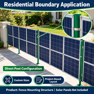 Sistema de montaje vertical para cercas solares en patios traseros, de acero galvanizado en caliente con revestimiento verde, tamaño personalizado, para villas y casas, con barandilla para paneles fotovoltaicos. - Product Image 5