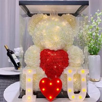 70CM Ours Noël Saint Valentin Anniversaire Fille Boîte Cadeau avec Rose Éternelle Fleurs Préservées pour le Nouvel An Autres Occasions