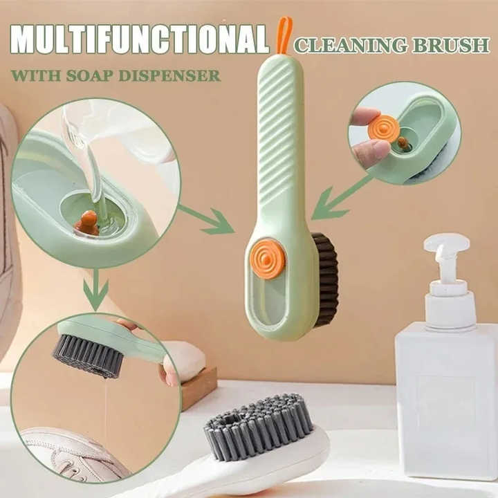 Multifunctional Soft-bristled Shoe Brush Long Handle Brush Automatic Liquid Adding Shoe Clothing Board Brush Cleaning Tool