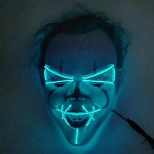 Carnaval <span class=keywords><strong>Payaso</strong></span> Volver al alma Cosplay Máscara Resplandor Mascarada Fiesta Horror Prop Luz fría Navidad Boda Máscara <span class=keywords><strong>de</strong></span> metal Accesorios impresos - Product Image 5