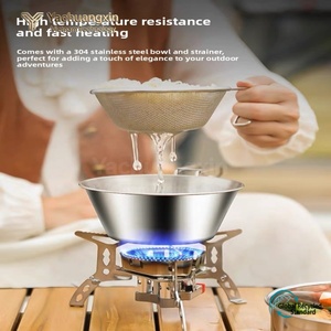 Bol pliable moderne et écologique pour l'extérieur avec poignée pliable en acier inoxydable 304, vaisselle de camping - Product Image 2