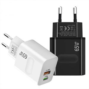 Cargador Rápido de 65w con Doble Interfaz, Cargador Universal para EE. UU. y UE, Adaptador Portátil de Viaje para Teléfono Móvil - Product Image 1