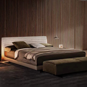 Meubles de chambre à coucher Lit double en bois <span class=keywords><strong>Literie</strong></span> en tissu Queen King Size Lit en bois avec cadre - Product Image 5