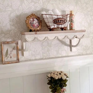 フランスの装飾収納フローティング棚寝室、リビングルーム、バスルーム用の素朴な木製壁掛け棚 - Product Image 3