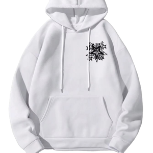 Custom Star Graphic Hoodie | White Oversized <b>Pullover</b> | Heavyweight 400 GSM Streetwear Fleece - Product Image 1