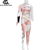 Tenue de majorette rose à paillettes, vêtements de danse brillants, ensembles de tenues de majorette personnalisés pour l'équipe