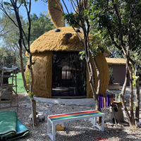 Cabane créative traditionnelle en forme de lapin avec toit en chaume, grand gazebo extérieur pour zones panoramiques et fermes, maisonnette en HDPE et EPS