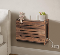 Boîte de rangement murale rectangulaire en bois pour routeur WiFi avec design écologique, organisateur de câbles et cache-modem