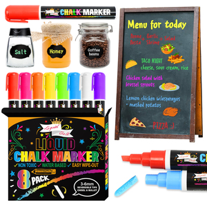 粉笔标记-8个充满活力，可擦，无毒，水基，可逆的尖端。用于企业的玻璃或黑板标记 - Product Image 4