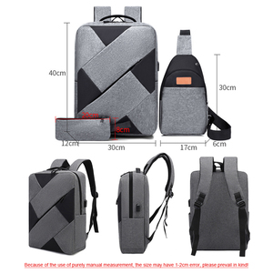Conjuntos de tres piezas al por mayor, mochila para ordenador portátil, nueva Mochila deportiva informal con carga USB, mochila para ordenador de negocios, mochila para hombre - Product Image 3