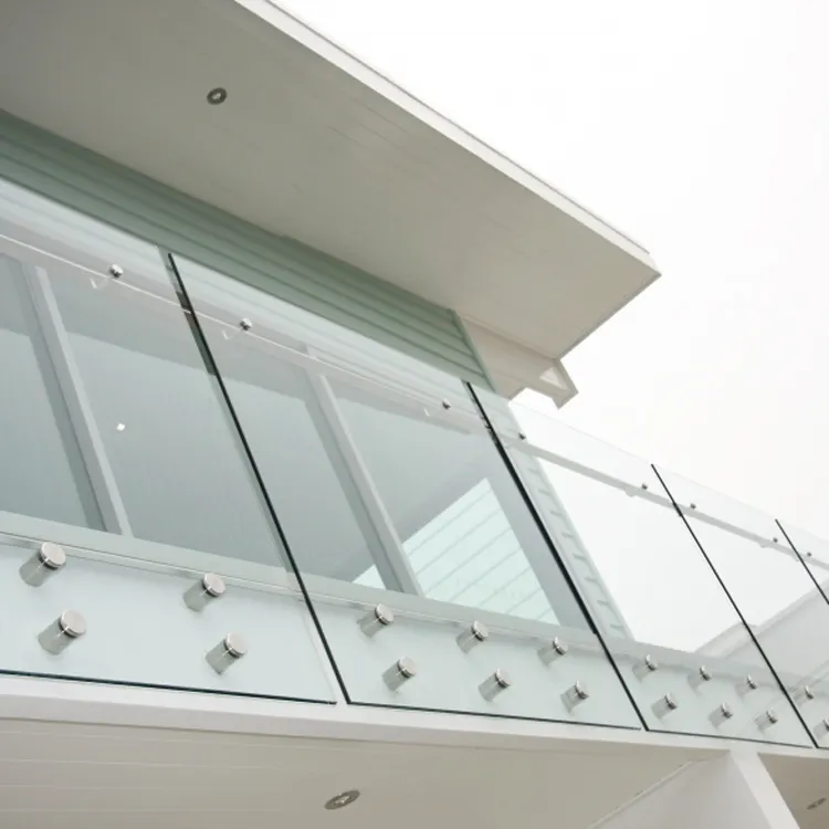 Balaustra in vetro senza struttura con perni in acciaio inossidabile per il design del balcone/ringhiere in vetro per scale