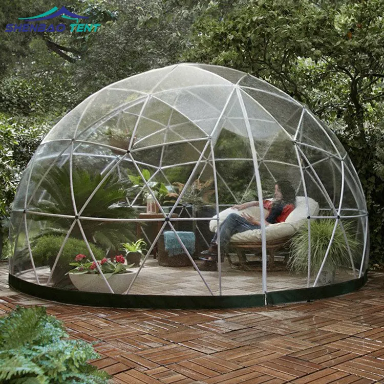 Водонепроницаемая наружная прозрачная геодезическая купольная палатка на 6-8 человек, Маленькая прозрачная пластиковая садовая купольная палатка Igloo для продажи