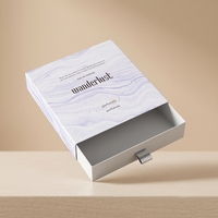 Boîte cadeau de luxe pour parfum en marbre violet clair avec tiroir coulissant, poignée métallique argentée personnalisée, emballage de parfum de luxe