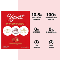 Protéine en Poudre Isolat de Lactosérum 100% Fraise, Sachet Individuel, 10,5g de Protéines, 50 Calories, 20 Portions