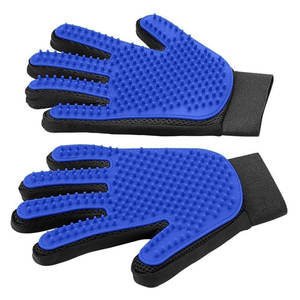 <b>Pet</b> Grooming Gloves Blue TPR Massage And Cleaning For Dog Cat Hair Removal - Product Image 1