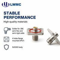 Connecteur femelle SMA plaqué or LWMC à souder pour câble semi-flexible et semi-rigide de 0,086 pouce, montage sur bride à 4 trous (IP67), corps en SUS303