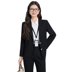 Women's Suit Set Apricot Color Solid Formal Wear Professional Interview Autumn Casual Suit Polyester Worsted - Product Image 4