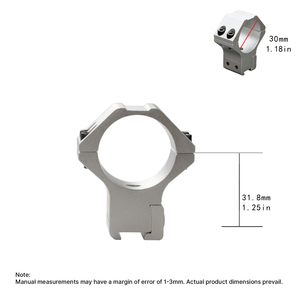Anneaux de montage BANGBANG - Support de lunette à double vis pour montage sur rail de 11 mm, hauteur centrale de 1,25 pouce (Argent) - Product Image 5