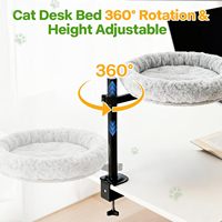 Lit de bureau pour chats d'intérieur, lit pour chat pour table de travail, supporte 44 lb, 360° °   Nid pour chat réglable en rotation, doux et confortable, pour bureau