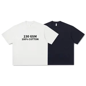 Dtg personnalisé 230 Gsm impression logo broderie poids lourd unisexe 100% coton surdimensionné graphique couleur unie t-shirts pour hommes