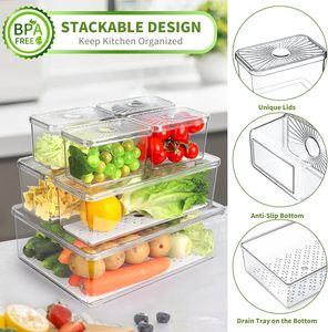 14 Pcs Set Household Storage <b>Plastic</b> Stackable <b>Kitchen</b> Organizer Cereal Dry Food Storage Bin Box Container - Product Image 2