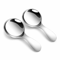 Spiegelpolijst roestvrijstalen ronde lepel met kort handvat voor soep, dessert, rijst, thuis, restaurant.