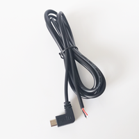 Coude à angle droit personnalisé Micro USB 5 broches mâle à 2 fils câble à extrémité ouverte