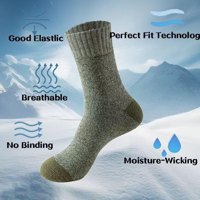 Winter Plush Terry Fleece Thick Crew Socks for Men Women-Cozy Thermal Hiking Snow Boots Mid-Calf Ribbed Anti-Slip Antibacterial