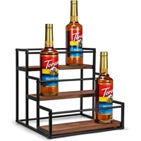 Support de rangement de comptoir moderne à 3 niveaux en métal, écologique, multifonctionnel et durable, non pliable, pour bouteilles de sirop de café