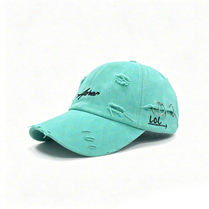 스트릿 스타일 데미지 레터 자수 메탈 링 장식 유니크 유니섹스 패션 캐주얼 야구 모자 - Product Image 6