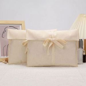 Wholesale Custom Logo Letterpress Printed Beige <b>Canvas</b> Classic Envelope Cosmetic <b>Packing</b> Tie Perfume Hair Handbag Dust Bag - Product Image 5