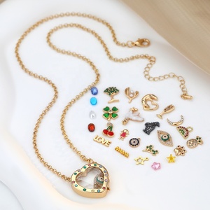 Collares con medallones abribles FY para guardar flores flotantes, pájaros, mariposas, piedras de nacimiento, ojos, dijes DIY y medallones de corazón - Product Image 2