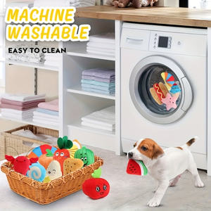 Lot de 15 jouets couineurs pour chiens – Ensemble économique de jouets à mâcher en peluche douce pour chiots, formes variées de fruits et d'animaux pour chiens de petite et moyenne taille - Product Image 5