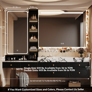 Mueble de Baño de Estilo Retro Francés, Gabinete de Madera Maciza, Encimera de Piedra Sinterizada Integrada, Espejo Inteligente, para Hotel o Villa - Product Image 6