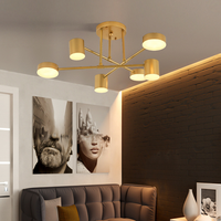Lustre LED en fer forgé multi-têtes de style nordique, plafonnier doré pour salon, lampe suspendue moderne créative en forme de branche, vente en gros