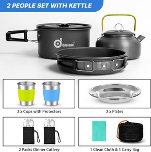 Kit <span class=keywords><strong>de</strong></span> cuisine <span class=keywords><strong>de</strong></span> <span class=keywords><strong>camping</strong></span> extérieur économique 15-en-1 : casseroles, bouilloires et ustensiles pour le <span class=keywords><strong>camping</strong></span> et les voyages - Product Image 2