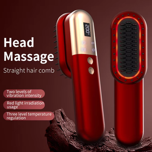 Peine Alisador de Cabello Inalámbrico Recargable por USB, Mini Peine de Masaje Inalámbrico <span class=keywords><strong>con</strong></span> Luz Roja para Mujer, Mango de Plástico, Nutrición - Product Image 3