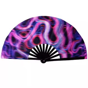 Vente en gros d'éventails personnalisés pliables à main de 13 pouces grand ventilateur Clack avec logo blanc de sublimation éventail en bambou pour cadeaux de <span class=keywords><strong>mariage</strong></span> fantaisie - Product Image 5