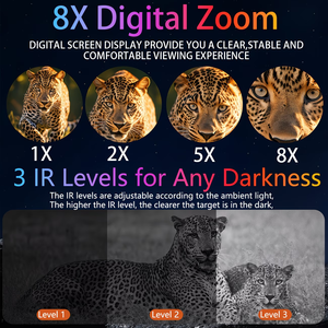 Jumelles de vision nocturne infrarouge 4K réelles avec télémètre et zoom 8x, lunettes de vision nocturne réglables sur 7 niveaux jour/nuit, objectif 25 mm 10x - Product Image 3