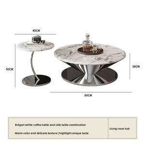Ensemble de table basse en marbre <span class=keywords><strong>Dali</strong></span> avec plateau en acier inoxydable, design simple et moderne, meubles de salon pour petits appartements - Product Image 6