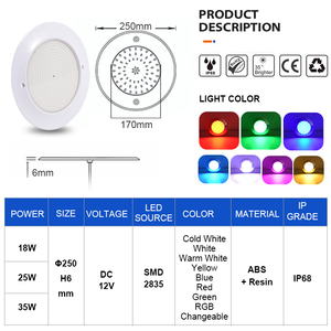 Lampe sous-marine à haute luminosité, étanche IP68, 12V, lumière <span class=keywords><strong>LED</strong></span> RGB <span class=keywords><strong>pour</strong></span> piscine, spa, mur, etc. - Product Image 3
