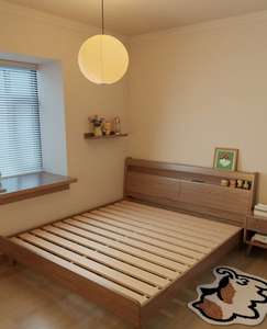 Современная комфортная двуспальная кровать из массива дерева с мягким изголовьем и местом для хранения, складная, по цене производителя - Product Image 2