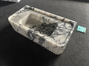Meubles de salle de bain avec lavabo en marbre naturel sur mesure, vasques de salle de bain en marbre Arabescato, meuble de salle de bain avec lavabo - Product Image 3