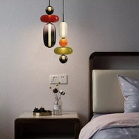 Lámpara Colgante LED de Vidrio Colorida con Altura Ajustable para Sala de Estar y Comedor
