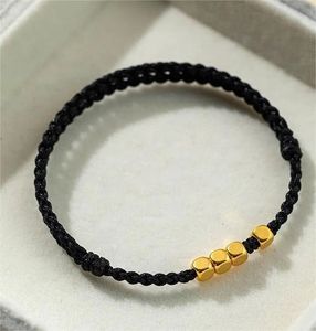 Xinfly Chinese Good Luck Gift Gold Small Sugar Cube 24K Gold Beads <b>Red</b> Rope <b>Bracelet</b> - Product Image 3