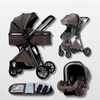 Poussette 3 en 1 de luxe pour bébé avec siège auto, utilisation en voyage, poussette pour bébé avec siège auto de sécurité pour bébé, cadre entièrement en alliage d'aluminium