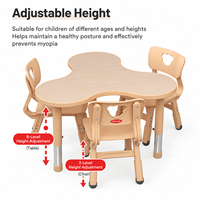 Ensemble table et chaises en bois durable Clover pour la maternelle, bureau d'étude et de dessin pour enfants, mobilier scolaire pour salle de classe et salon