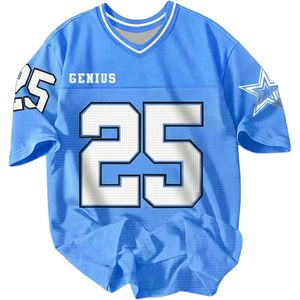 T-shirt en jersey graphique pour hommes, numéro 25, col en V, ample, surdimensionné, respirant, vêtements de basket-ball, toutes saisons - Product Image 1