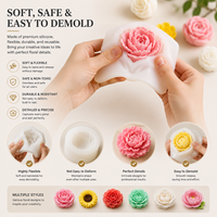 Moule en silicone 3D pour bougies en forme de fleurs, personnalisable, rose, pivoine, gâteau, multifonctionnel, vente en gros OEM/ODM