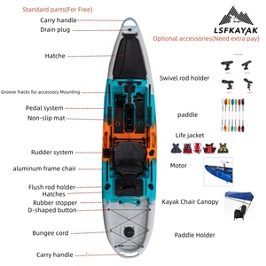 Kayak LSF 3,66 m Pro <span class=keywords><strong>pour</strong></span> une personne avec tapis antidérapant, bateau de pêche léger en HDPE <span class=keywords><strong>pour</strong></span> la pêche, le surf, la dérive et la navigation - Product Image 4